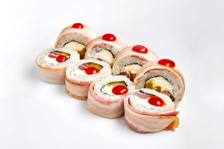 Japan sushi rolls isolated on white backgroundの写真素材