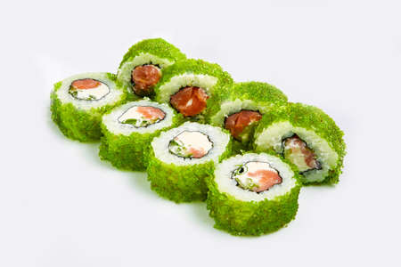 Japan sushi rolls isolated on white backgroundの写真素材