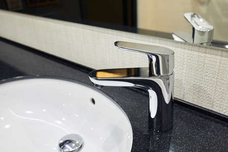 Modern square sink in the bathroom, kitchenの写真素材