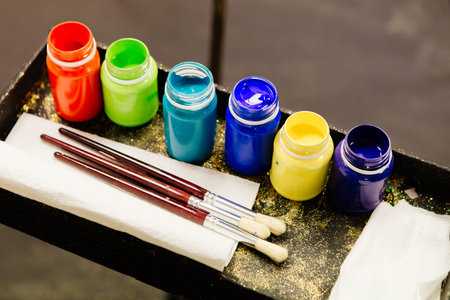 paint with brushesの写真素材