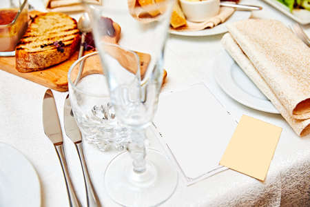 table setting with copyspace in the cafeの写真素材