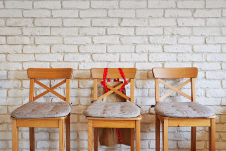 Row of chairs with one red. Job opportunity. Business leadership. recruitment conceptの写真素材