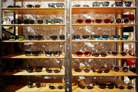 Moscow, Russia, 02.02.2019: Beautiful sunglasses on display, great designのeditorial素材