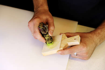Wasabi that is extracted from the root with a special tool, Japanese cuisine, seasoningの写真素材