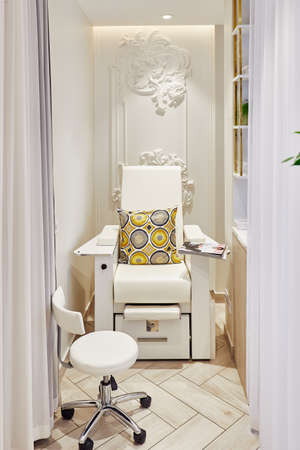 Moscow, Russia, 01.02.2020, Interior of modern manicure salon without people.のeditorial素材
