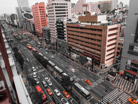 SEOUL / SOUTH KOREA - 08/11/2019: Skyscrapers and streets of Gangnamのeditorial素材