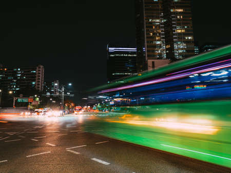 SEOUL / SOUTH KOREA - 10.23.2019: Night time in Seoul. Lights in big cityのeditorial素材