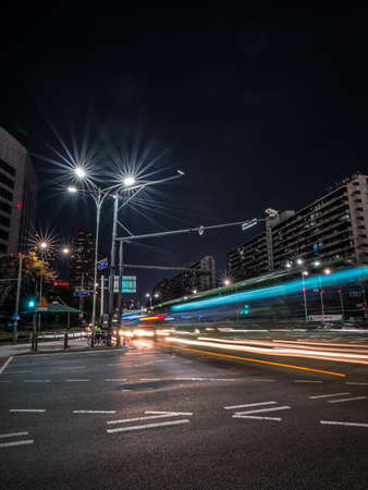 SEOUL / SOUTH KOREA - 10.23.2019: Night time in Seoul. Lights in big cityのeditorial素材