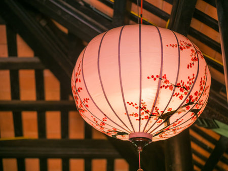 Asian national lantern. Chinese New Year. Lanterns in national templeの写真素材