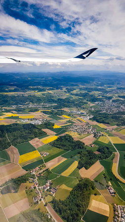 Zurich, Switzerland - 05.23.2019: Amazing view from the Pacific's airplane