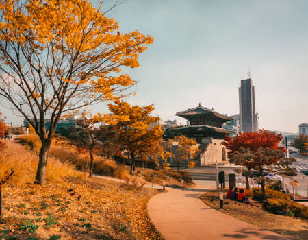 SEOUL / SOUTH KOREA - 10.30.2019: National architecture of Seoul, preserved to this day. Beautiful autumn viewのeditorial素材