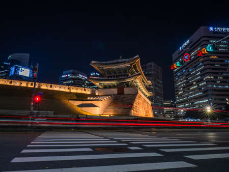 SEOUL / SOUTH KOREA - 10.30.2019: National architecture of Seoul, preserved to this day. Beautiful evening viewのeditorial素材