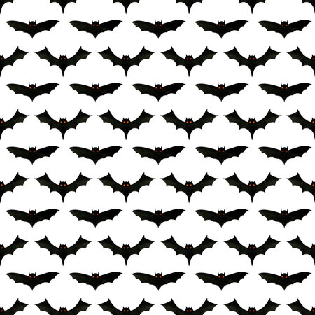 Carved scary figurines of bats on a white background seamless pattern, the concept of the holiday...