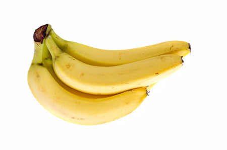 bunch of bananas on a white backgroundの写真素材
