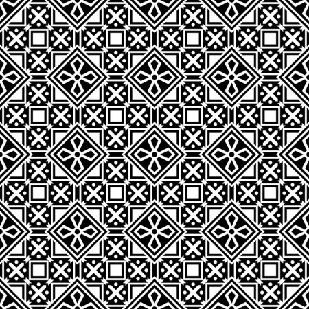 Islamic Seamless Pattern Design with turkish and moroccan ornament vector in black and white colorのイラスト素材