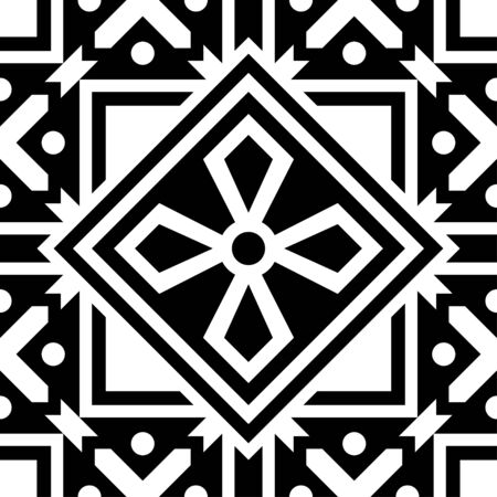 Islamic Seamless Pattern Design with turkish and moroccan ornament vector in black and white colorのイラスト素材