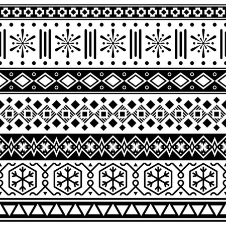 Merry Christmas ethnic Pattern. tribal xmas event design illustration vector. christmas design black white color.のイラスト素材