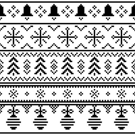 Merry Christmas ethnic Pattern. tribal xmas event design illustration vector. christmas design black white color.のイラスト素材