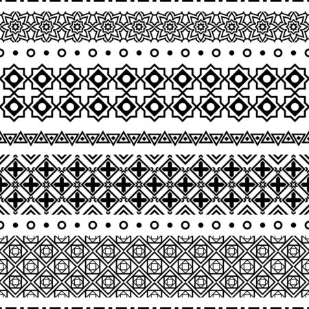 Ikat geometric folklore ornament. Seamless striped pattern Tribal ethnic vector texture in Aztec style. Indian Figure tribal embroidery.のイラスト素材