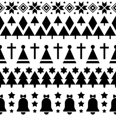 Merry Christmas ethnic Pattern. tribal xmas event design illustration vector. christmas design black white color.のイラスト素材