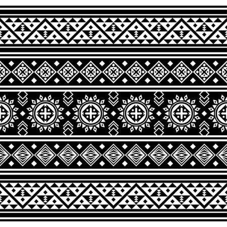 Stripe ethnic seamless pattern. Aztec, peruvian, mexican design Illustration vector in black and white color. eps 10のイラスト素材