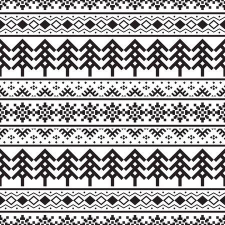 Geometric Christmas Ethnic pattern on white background. Ornament. Border. Seamless sample. It can be used as a background. Vector illustrationのイラスト素材