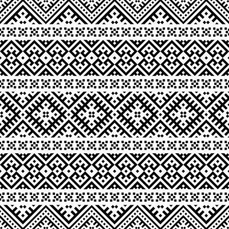 Ikat Ethnic Aztec Pattern Illustration Design in black and white color. design For Background,...