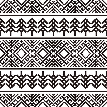 Knitted Christmas Ethnic pattern on white background. Ornament. Border. Seamless sample. It can be used as a background. Vector illustrationのイラスト素材