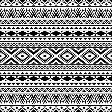 Aztec ethnic seamless pattern design in black and white color. Ethnic Illustration vector.のイラスト素材