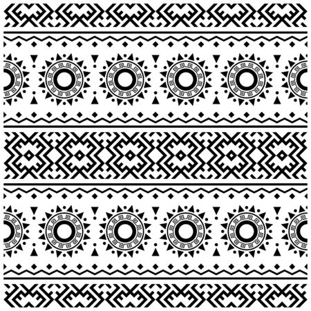 Seamless Ethnic Pattern persian design vector. Illustration of Ornament Pattern design in black white colorのイラスト素材