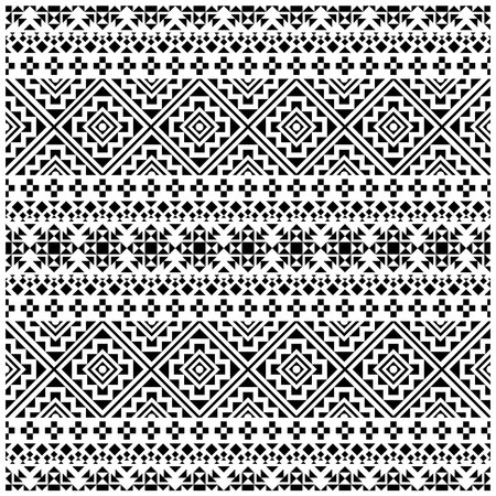 Seamless ethnic pattern. Traditional tribal pattern in black and white colorのイラスト素材