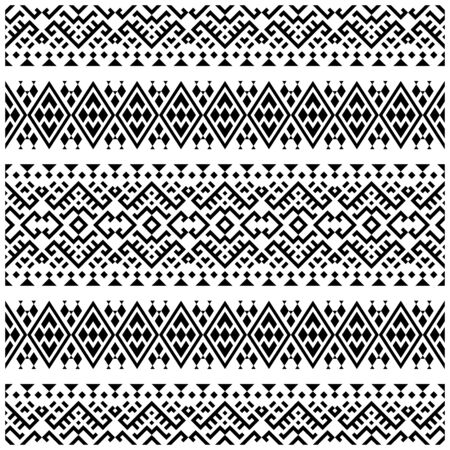 Ikat ethnic pattern vector in black and white color. Seamless Ethnic pattern background texture designのイラスト素材