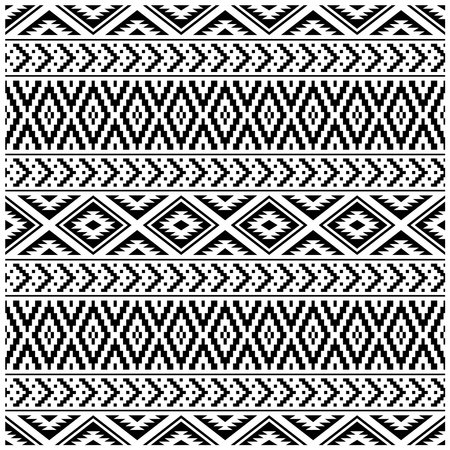 Traditional Seamless Aztec pattern texture design vector in black white color