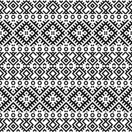 Seamless Ethnic Pattern Illustration vector with tribal design in black and white colorのイラスト素材