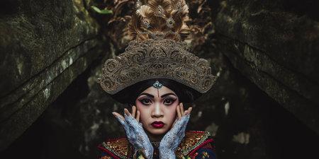 Portrait of a beautiful asian woman in traditional costume. Baliの素材