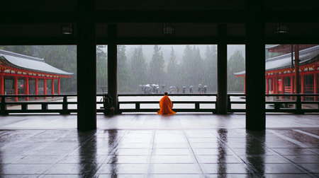 Buddhist monk in a temple in Beijing, China. Taken in the morning.の素材