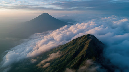 Mt. Fuji from the top of Mount Batur, Indonesiaの素材