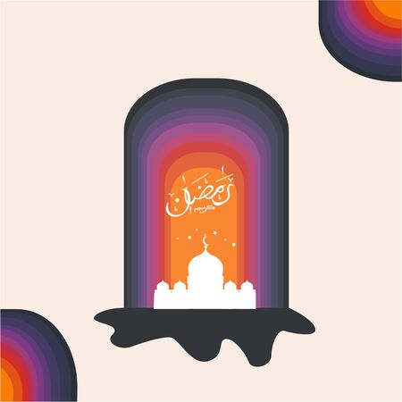 Ramadhan calligraphy-themed backgrounds, paper, mosques, beautiful for covers, banners, templates, and other ramadan themedのイラスト素材