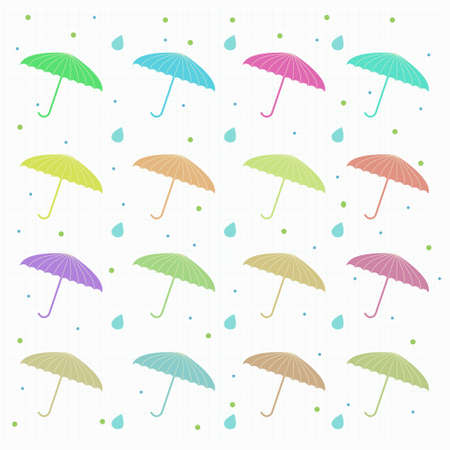 Colorful umbrellas seamless pattern on whiteのイラスト素材