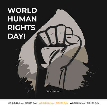 Illustration of Human Rights Day With Black and Grey Background. Poster International Day. Justice Campaignのイラスト素材
