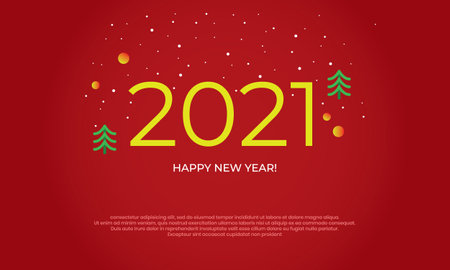 Happy New Year 2021 winter holiday greeting card design template. Happy New Year 2021 Banner Templateのイラスト素材
