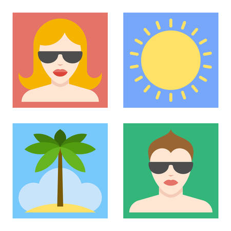 Summer holidays flat design icons set のイラスト素材