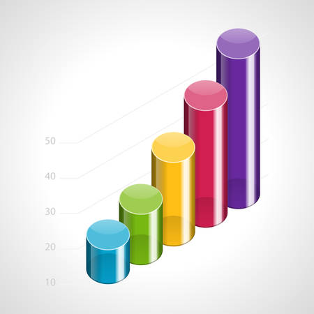 3d graph growth progress illustration のイラスト素材