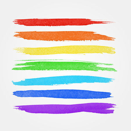 Watercolor brushes vector design design elements 7 colorsのイラスト素材