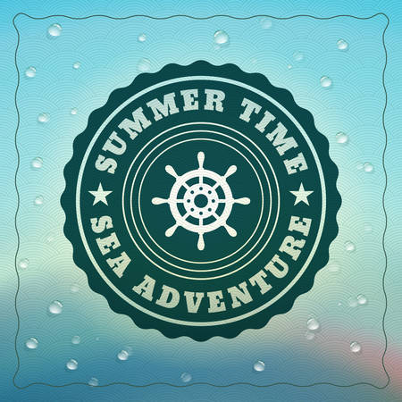 Retro summer holidays poster with badge. Vector backgroundのイラスト素材