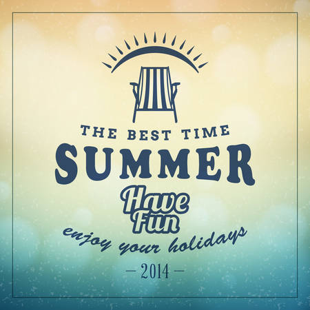 Retro summer holidays poster with badge. Vector backgroundのイラスト素材