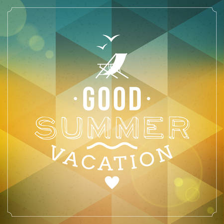 Retro summer holidays poster with badge. Vector backgroundのイラスト素材