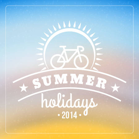 Retro summer holidays poster with badge. Vector backgroundのイラスト素材