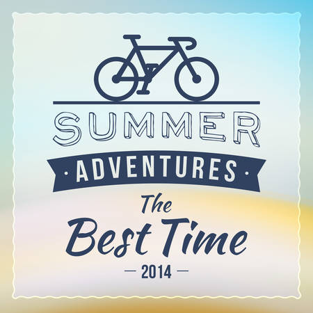 Retro summer holidays poster with badge. Vector backgroundのイラスト素材