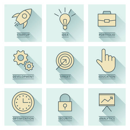 Business infographics vector icons. Development and temwork concept. のイラスト素材
